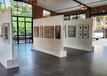 temporary walls sunlit gallery wide view